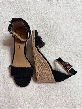 Lucky Brand Size 7M Black Espadrille Wedge Sandals